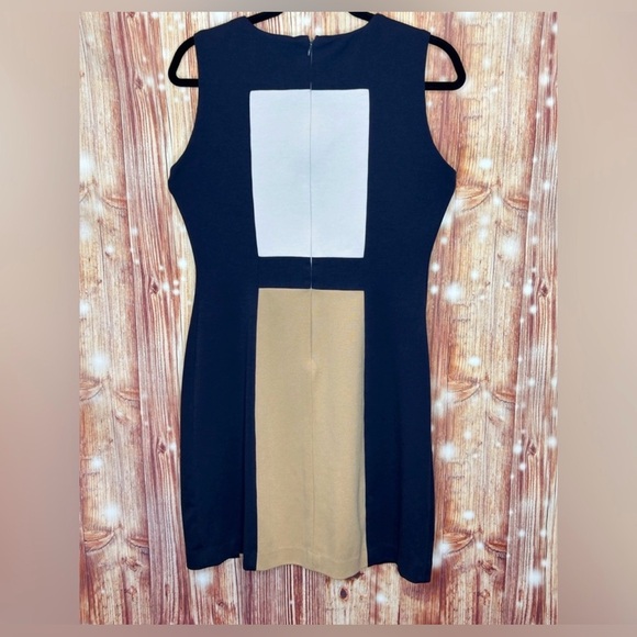 NWT Calvin Klein sleeveless color-block sheath shift dress navy Cream size 6 - Picture 5 of 9